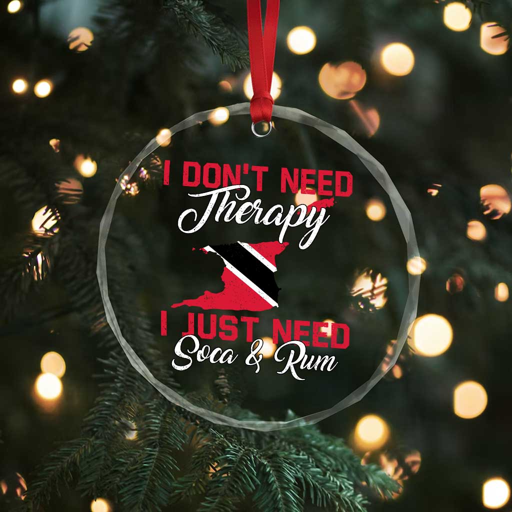 Funny Trini Crystal Glass Ornament Just Need Soca & Rum Trinidad and Tobago Flag TS10