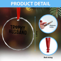 Funny Trophy Husband Crystal Glass Ornament Sarcastic Marriage Quote