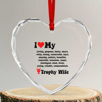 Funny Trophy Wife Quote Heart Crystal Glass Ornament Loving Gorgeous Smart Wife Appreciation Gift