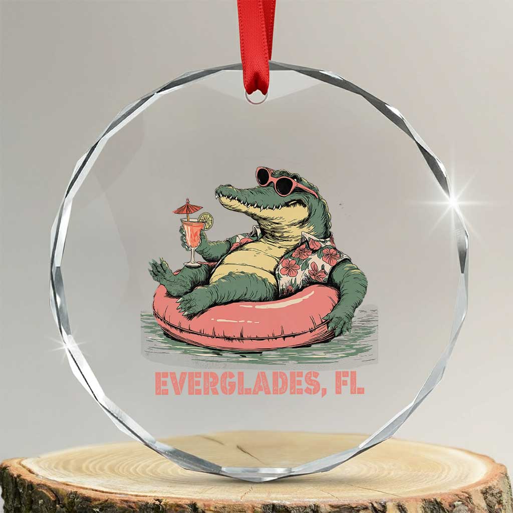 Funny Tropical Alligator Crystal Glass Ornament Everglades Florida FL Summer Vibe - Wonder Print Shop