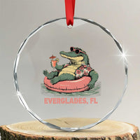 Funny Tropical Alligator Crystal Glass Ornament Everglades Florida FL Summer Vibe TS02