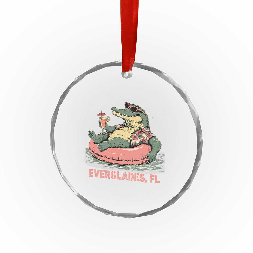 Funny Tropical Alligator Crystal Glass Ornament Everglades Florida FL Summer Vibe TS02