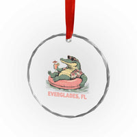 Funny Tropical Alligator Crystal Glass Ornament Everglades Florida FL Summer Vibe TS02