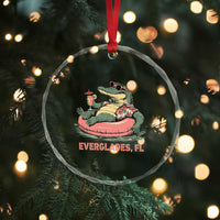 Funny Tropical Alligator Crystal Glass Ornament Everglades Florida FL Summer Vibe TS02