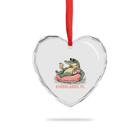 Funny Tropical Alligator Heart Crystal Glass Ornament Everglades Florida FL Summer Vibe - Wonder Print Shop