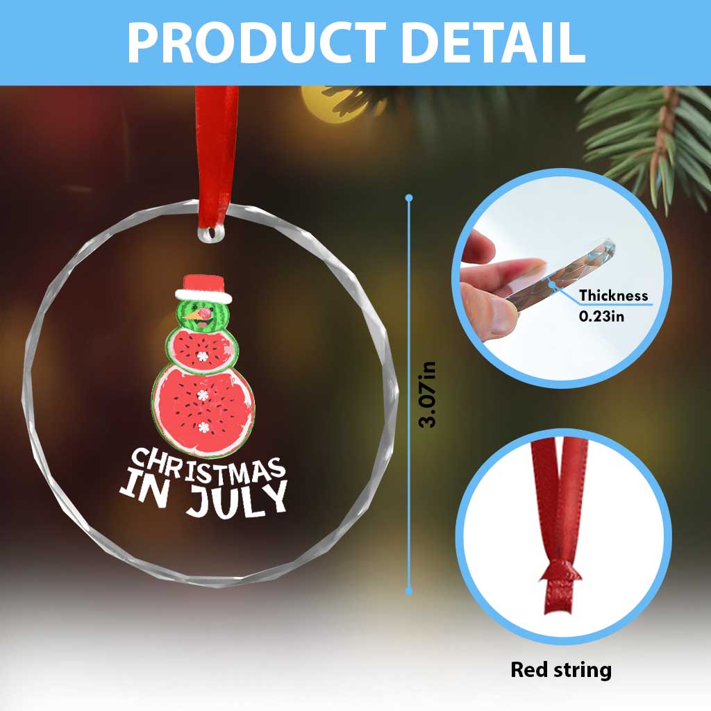 Funny Tropical Xmas Crystal Glass Ornament Watermelon Summer Snowman TS09