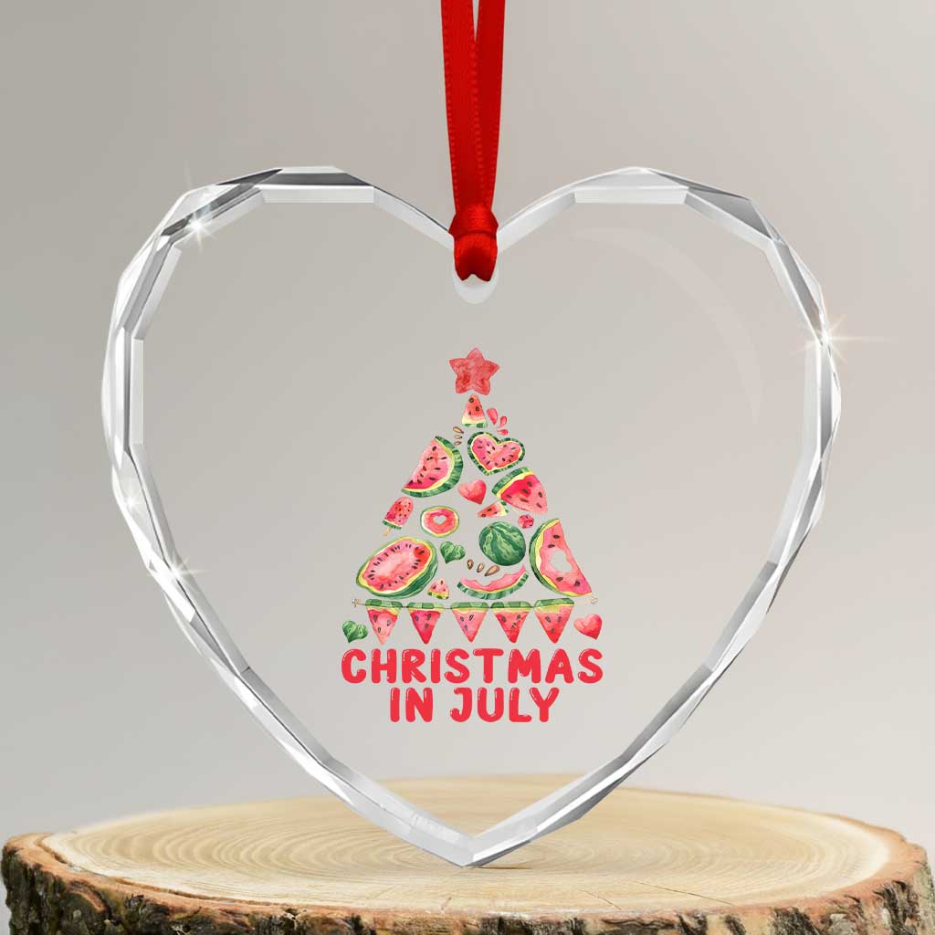 Funny Tropical Xmas Heart Crystal Glass Ornament Watermelon Summer Christmas Tree - Wonder Print Shop