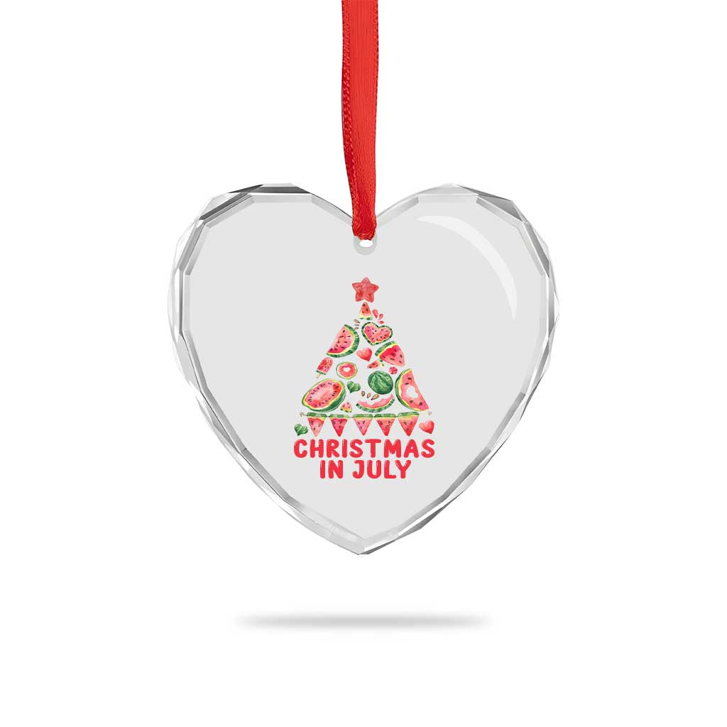 Funny Tropical Xmas Heart Crystal Glass Ornament Watermelon Summer Christmas Tree - Wonder Print Shop