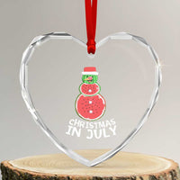 Funny Tropical Xmas Heart Crystal Glass Ornament Watermelon Summer Snowman - Wonder Print Shop