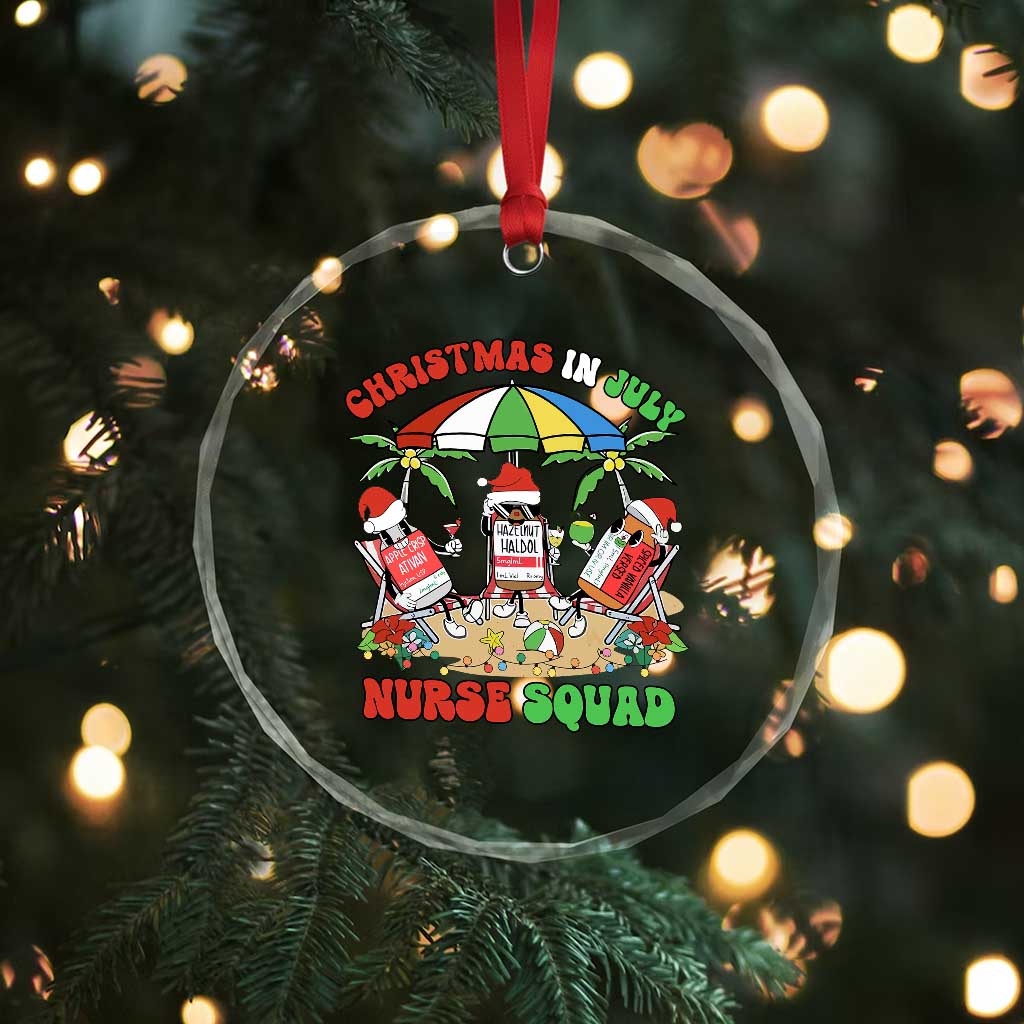 Funny Tropical Xmas Nurse Squad Crystal Glass Ornament TS09