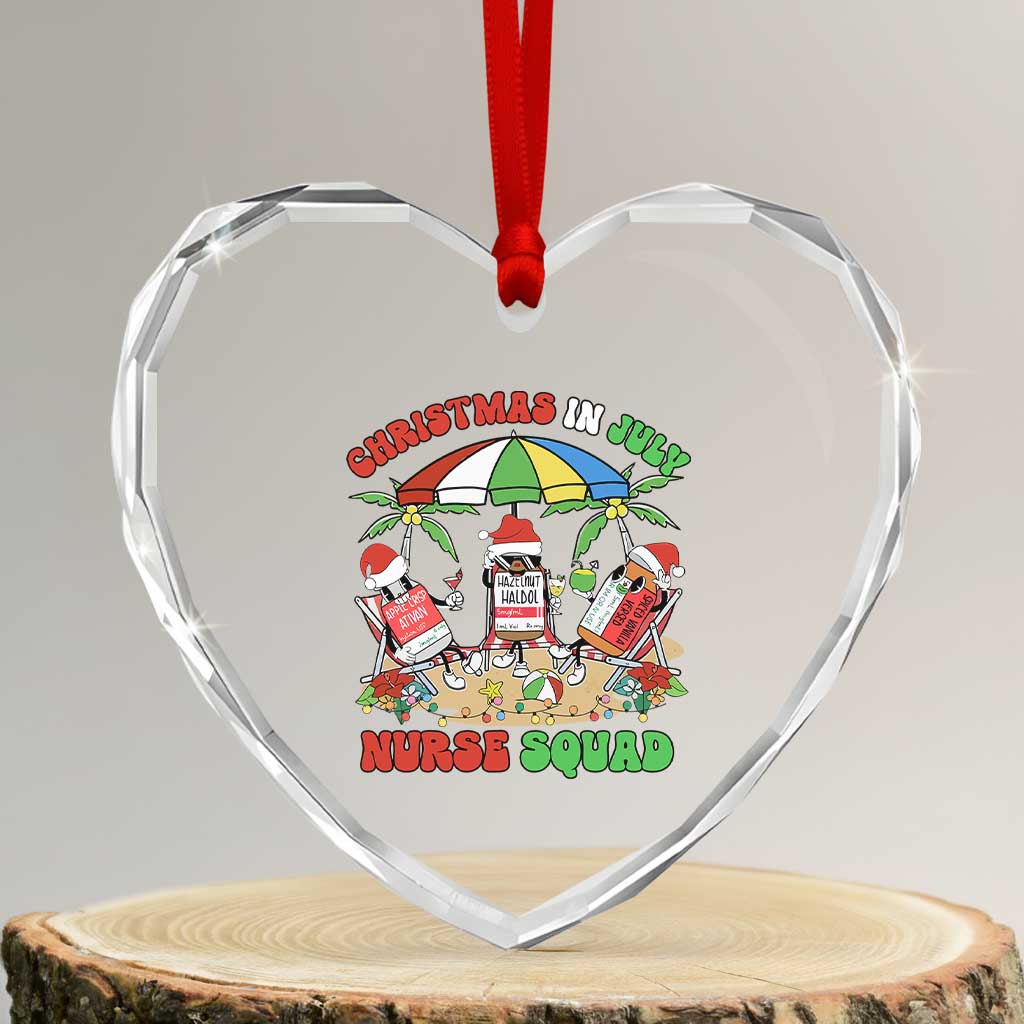 Funny Tropical Xmas Nurse Squad Heart Crystal Glass Ornament - Wonder Print Shop