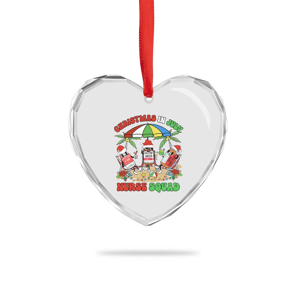 Funny Tropical Xmas Nurse Squad Heart Crystal Glass Ornament - Wonder Print Shop