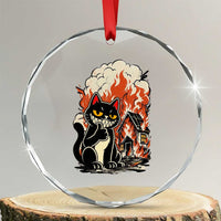 Funny Trouble Maker Cat Crystal Glass Ornament Cute Mischief Graphic Gift For Cat Lover