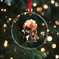 Funny Trouble Maker Cat Crystal Glass Ornament Cute Mischief Graphic Gift For Cat Lover