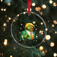 Funny Trump Chicken St Patricks Day Crystal Glass Ornament F Caw F Lucky Irish