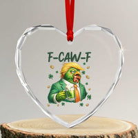 Funny Trump Chicken St Patricks Day Heart Crystal Glass Ornament F Caw F Lucky Irish