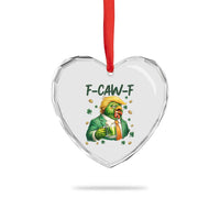 Funny Trump Chicken St Patricks Day Heart Crystal Glass Ornament F Caw F Lucky Irish