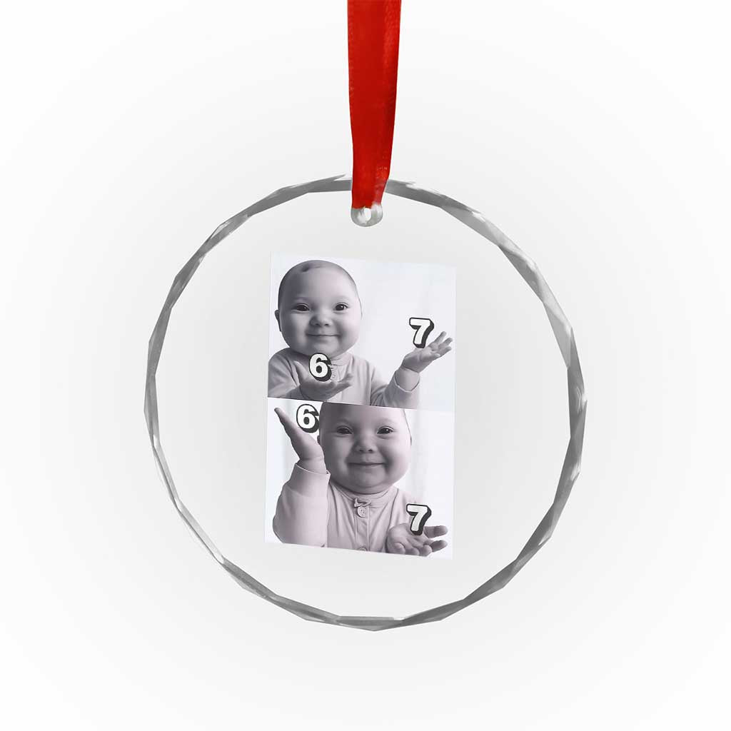 Funny Tuff Baby 67 Meme Crystal Glass Ornament Viral AI Niche Baby Six Seven Hand Gesture - Wonder Print Shop
