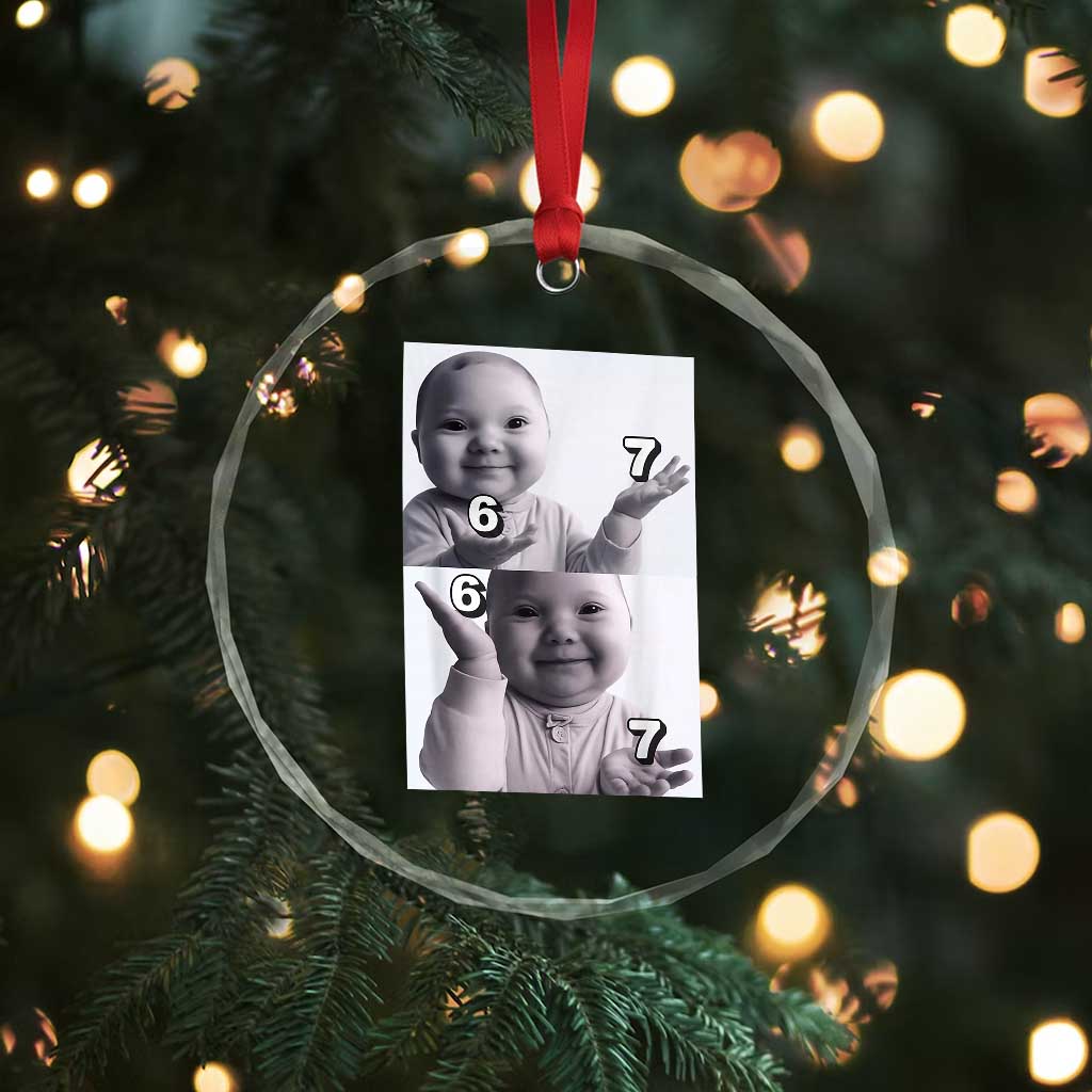 Funny Tuff Baby 67 Meme Crystal Glass Ornament Viral AI Niche Baby Six Seven Hand Gesture - Wonder Print Shop