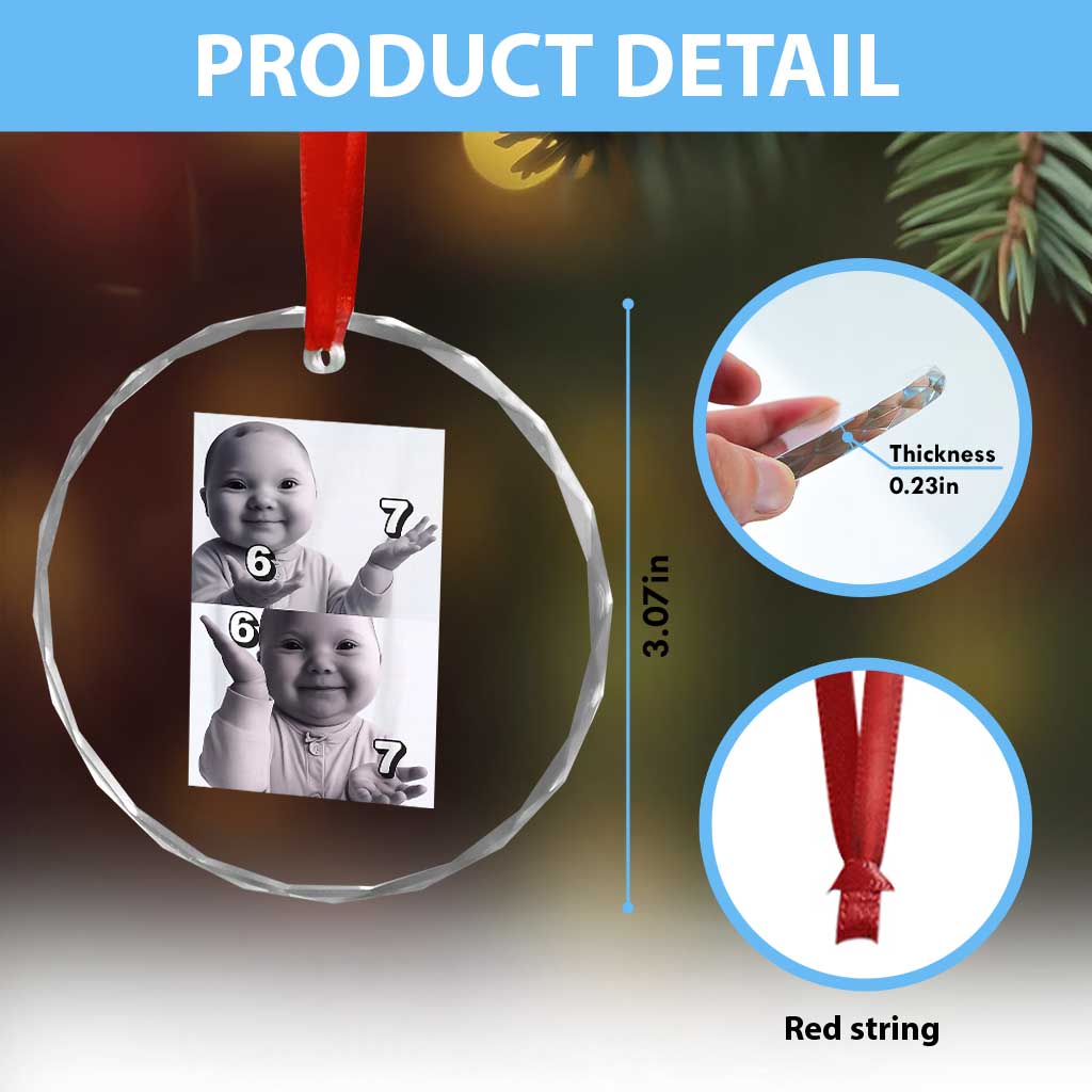Funny Tuff Baby 67 Meme Crystal Glass Ornament Viral AI Niche Baby Six Seven Hand Gesture - Wonder Print Shop