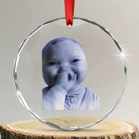 Funny Tuff Baby Giggling Meme Crystal Glass Ornament Viral AI Niche Baby Holding Laugh Face - Wonder Print Shop
