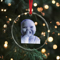 Funny Tuff Baby Giggling Meme Crystal Glass Ornament Viral AI Niche Baby Holding Laugh Face - Wonder Print Shop
