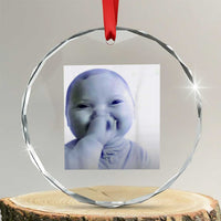 Funny Tuff Baby Giggling Meme Crystal Glass Ornament Viral AI Niche Baby Holding Laugh Photo - Wonder Print Shop