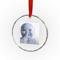 Funny Tuff Baby Giggling Meme Crystal Glass Ornament Viral AI Niche Baby Holding Laugh Photo - Wonder Print Shop