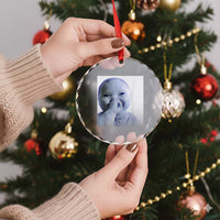Funny Tuff Baby Giggling Meme Crystal Glass Ornament Viral AI Niche Baby Holding Laugh Photo - Wonder Print Shop