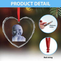 Funny Tuff Baby Giggling Meme Heart Crystal Glass Ornament Viral AI Niche Baby Holding Laugh Face - Wonder Print Shop