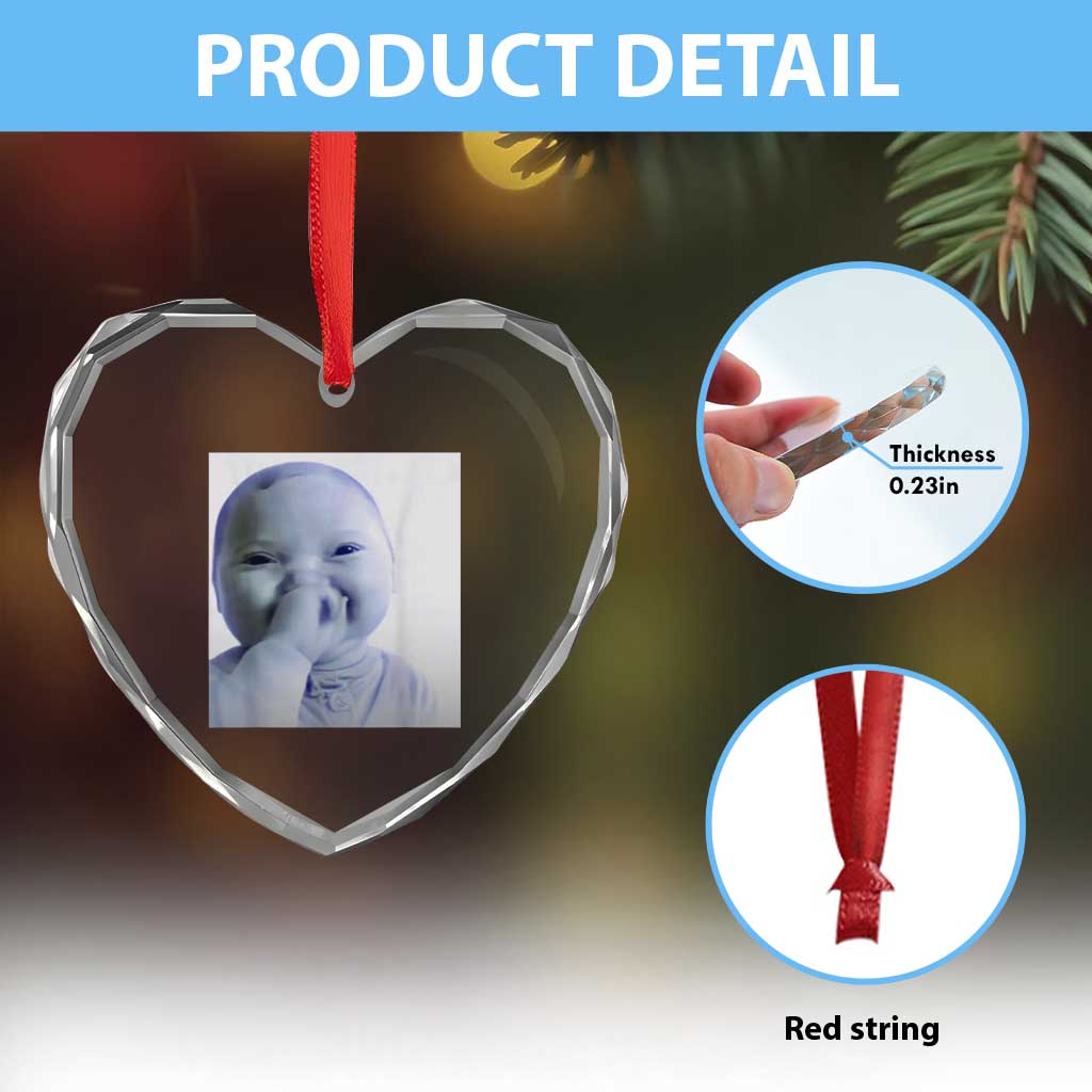 Funny Tuff Baby Giggling Meme Heart Crystal Glass Ornament Viral AI Niche Baby Holding Laugh Photo - Wonder Print Shop
