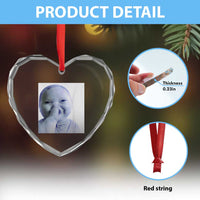 Funny Tuff Baby Giggling Meme Heart Crystal Glass Ornament Viral AI Niche Baby Holding Laugh Photo - Wonder Print Shop