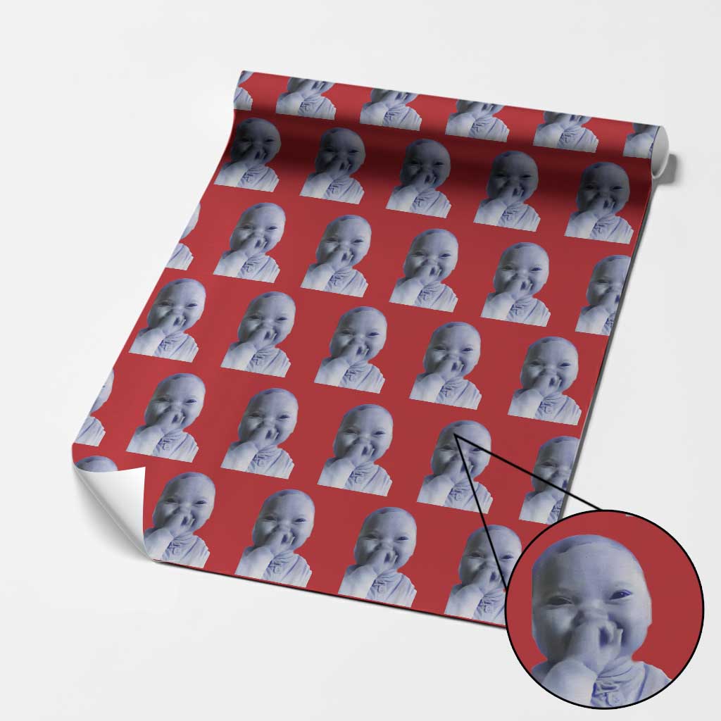 Funny Tuff Baby Giggling Meme Wrapping Paper Roll Viral AI Niche Baby Holding Laugh Face - Wonder Print Shop