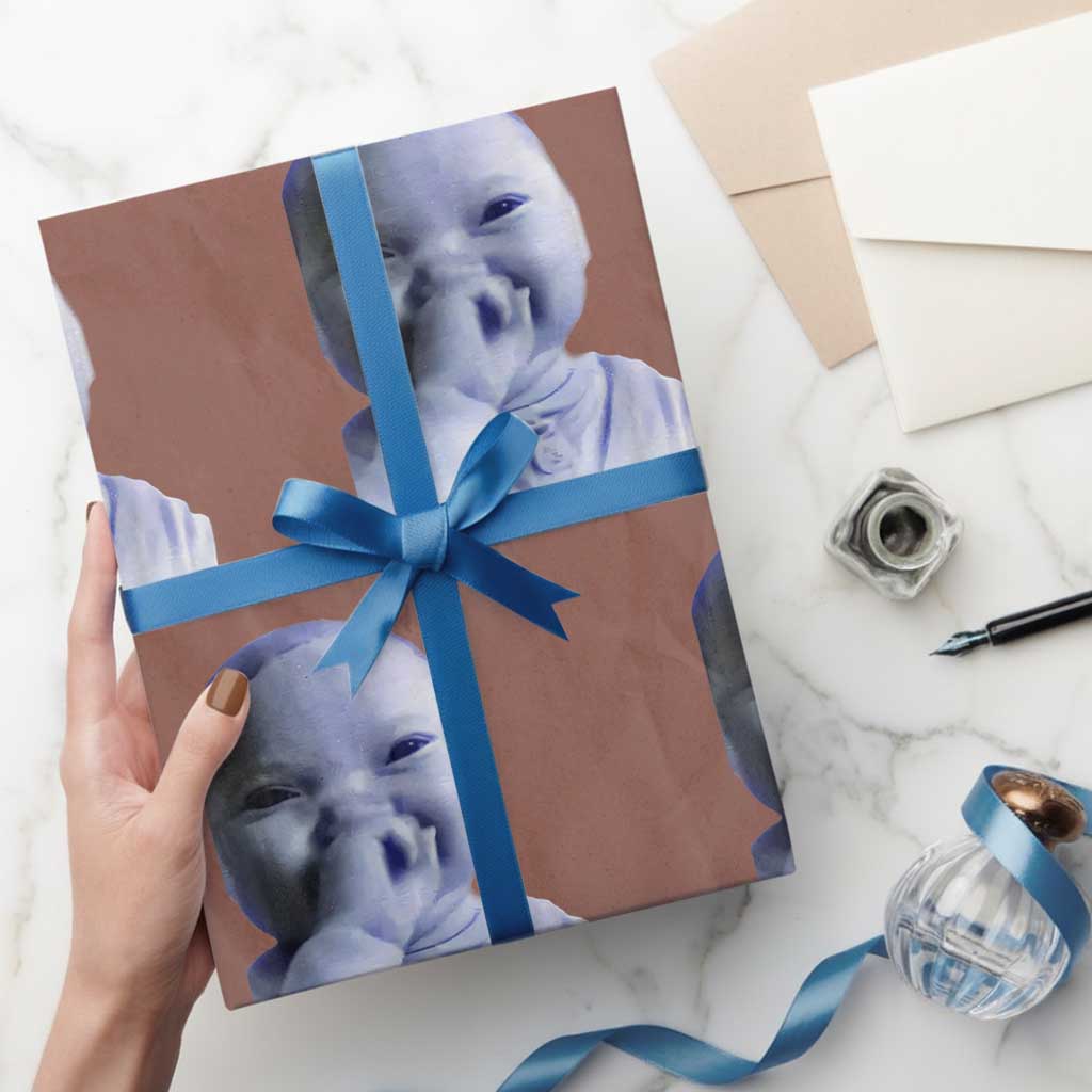 Funny Tuff Baby Giggling Meme Wrapping Paper Roll Viral AI Niche Baby Holding Laugh Face - Wonder Print Shop