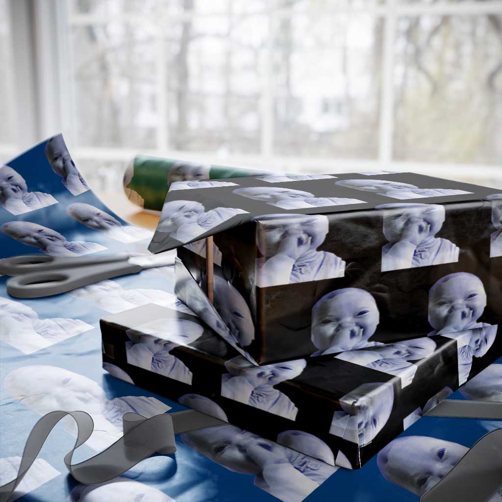 Funny Tuff Baby Giggling Meme Wrapping Paper Roll Viral AI Niche Baby Holding Laugh Face - Wonder Print Shop