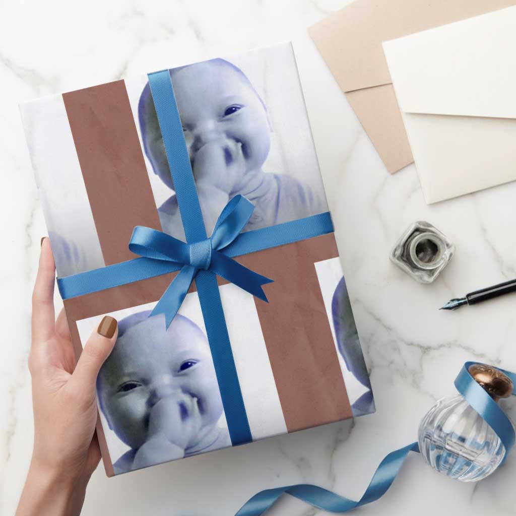 Funny Tuff Baby Giggling Meme Wrapping Paper Roll Viral AI Niche Baby Holding Laugh Photo - Wonder Print Shop