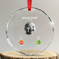 Funny Tuff Baby Meme Crystal Glass Ornament Tell ‘Em Son AI Niche Baby Motion Holding Laugh - Wonder Print Shop