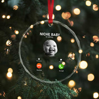 Funny Tuff Baby Meme Crystal Glass Ornament Tell ‘Em Son AI Niche Baby Motion Holding Laugh - Wonder Print Shop