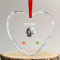 Funny Tuff Baby Meme Heart Crystal Glass Ornament Tell ‘Em Son AI Niche Baby Motion Holding Laugh - Wonder Print Shop