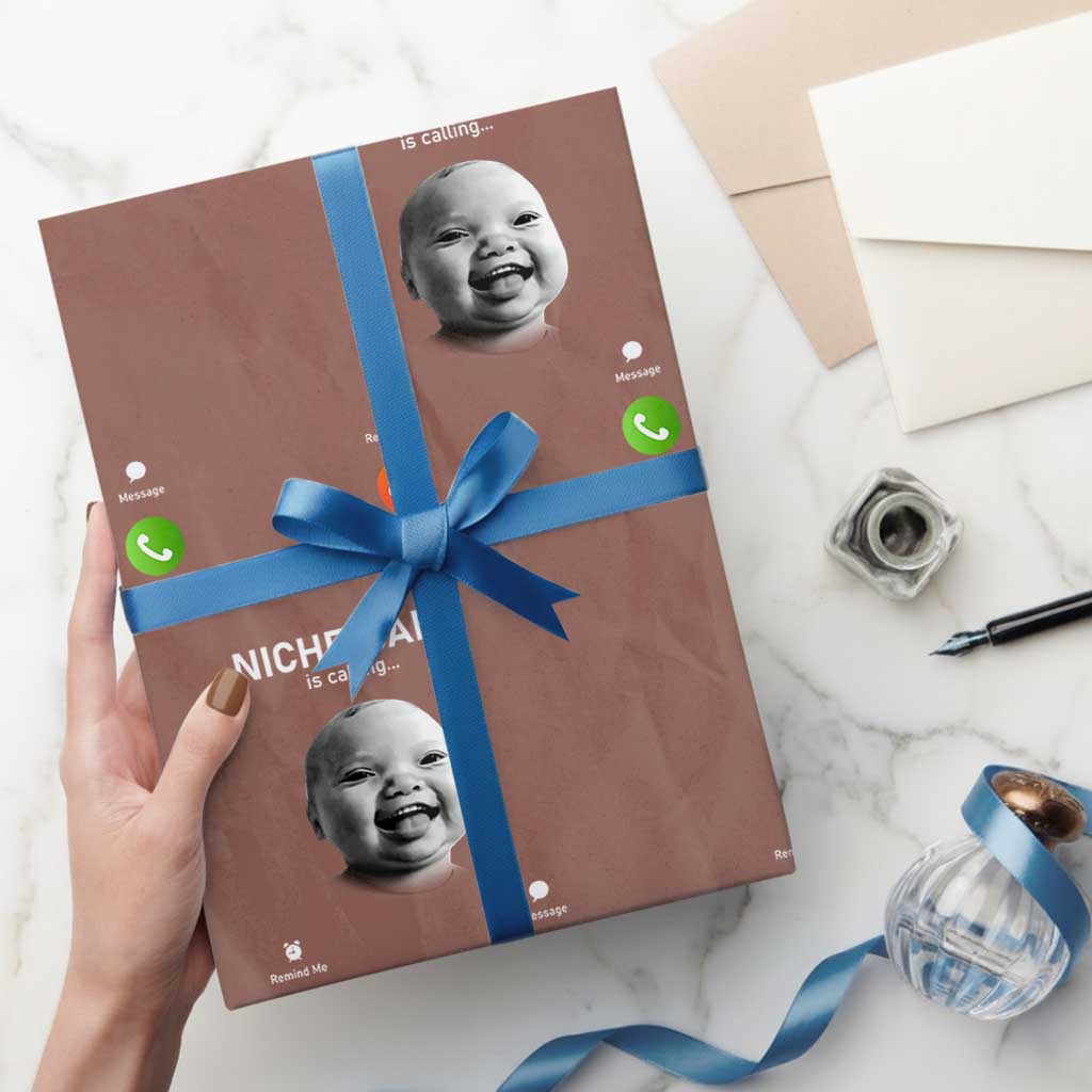 Funny Tuff Baby Meme Wrapping Paper Roll Tell ‘Em Son AI Niche Baby Motion Holding Laugh - Wonder Print Shop