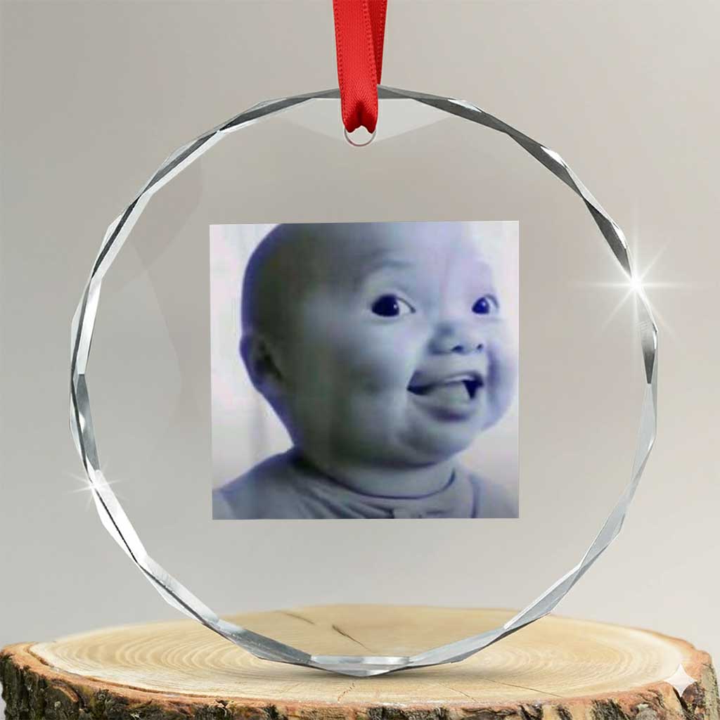 Funny Tuff Baby Side Eye Meme Crystal Glass Ornament Viral AI Niche Baby Face Reaction - Wonder Print Shop