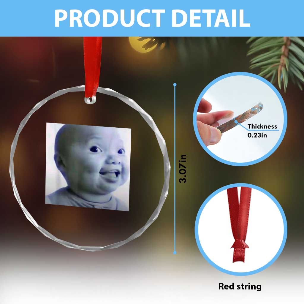 Funny Tuff Baby Side Eye Meme Crystal Glass Ornament Viral AI Niche Baby Face Reaction - Wonder Print Shop