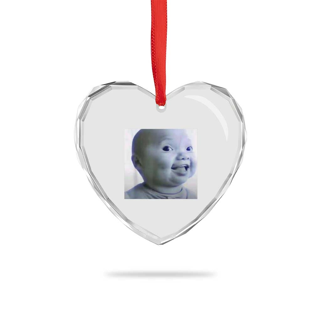 Funny Tuff Baby Side Eye Meme Heart Crystal Glass Ornament Viral AI Niche Baby Face Reaction - Wonder Print Shop