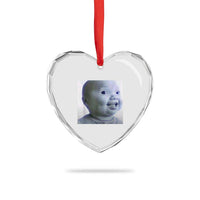 Funny Tuff Baby Side Eye Meme Heart Crystal Glass Ornament Viral AI Niche Baby Face Reaction - Wonder Print Shop