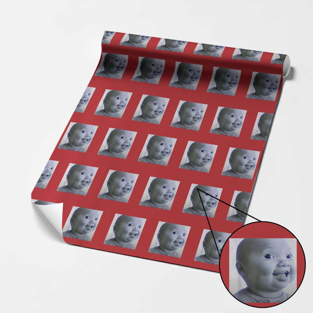 Funny Tuff Baby Side Eye Meme Wrapping Paper Roll Viral AI Niche Baby Face Reaction - Wonder Print Shop