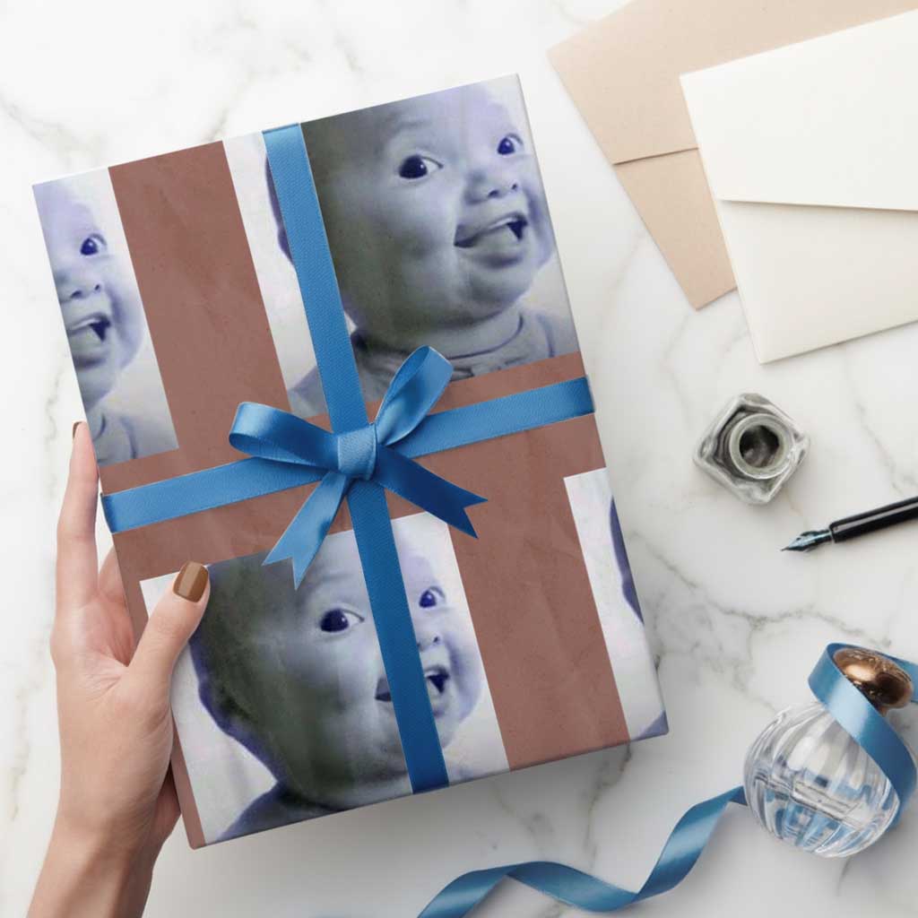 Funny Tuff Baby Side Eye Meme Wrapping Paper Roll Viral AI Niche Baby Face Reaction - Wonder Print Shop