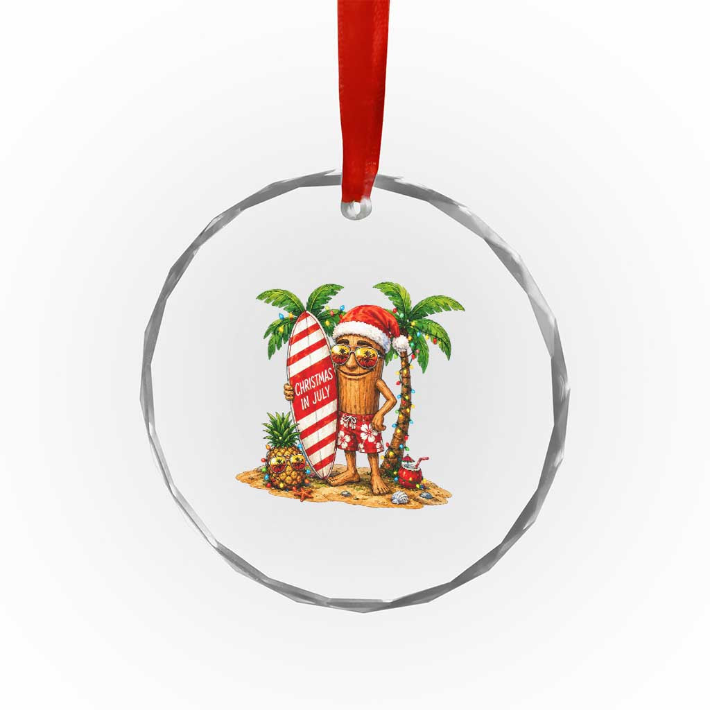 Funny Tung Tung Sahur Christmas In July Crystal Glass Ornament Beach Party Vacation