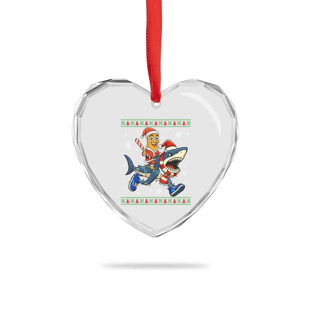 Funny Tung Tung Sahur Riding Tralala Heart Crystal Glass Ornament Ugly Chritstmas Italian Brainrot Meme - Wonder Print Shop