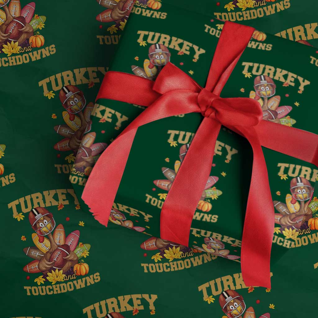 Funny Turkey And Touchdowns Wrapping Paper Roll Thanksgiving American Football Fall Season - Wonder Print Shop