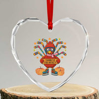 Funny Turkey Ice Hockey Gift Heart Crystal Glass Ornament Thankful For Hockey - Wonder Print Shop